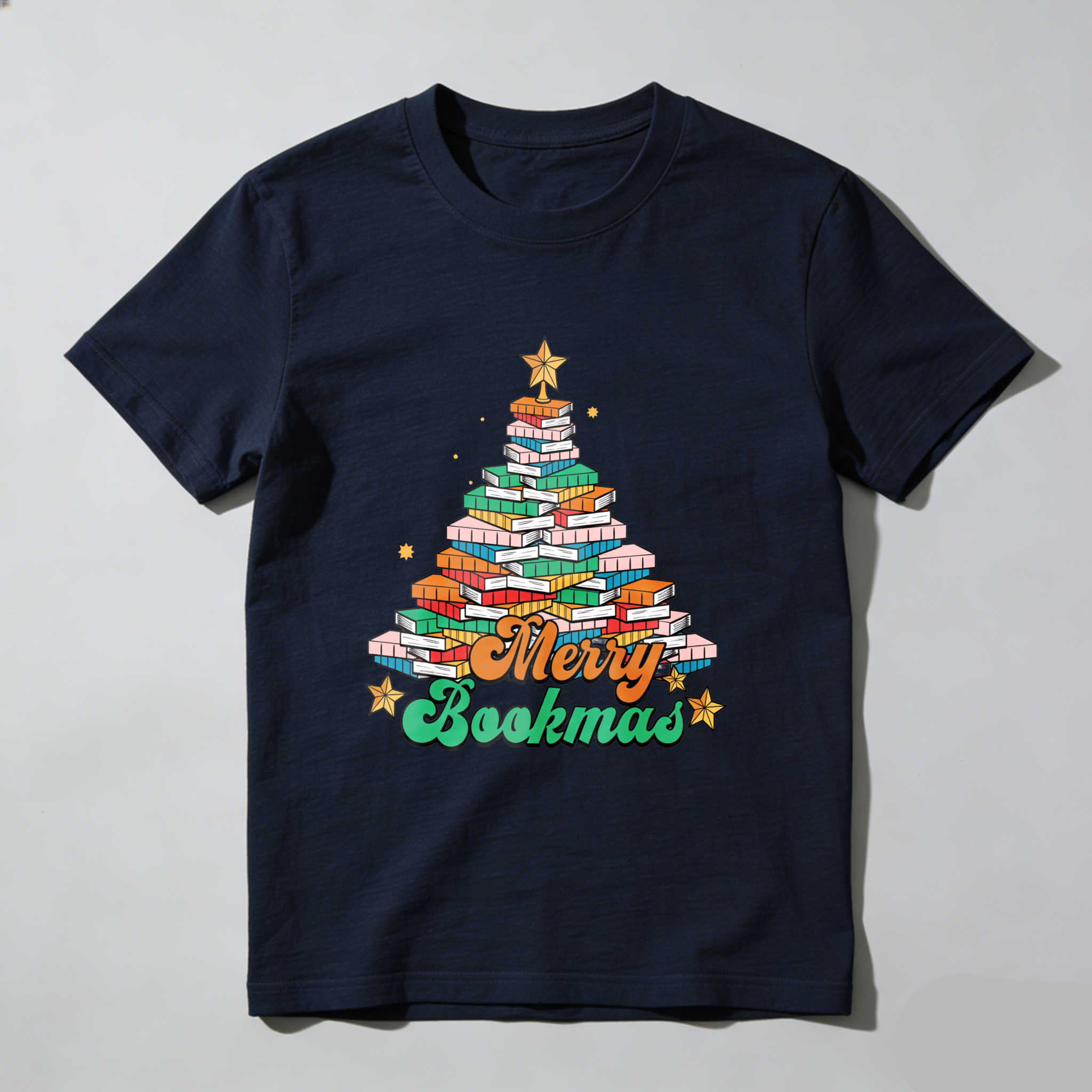 Wardrobecart Merry Bookmas Tree Made Of Books Tshirt
