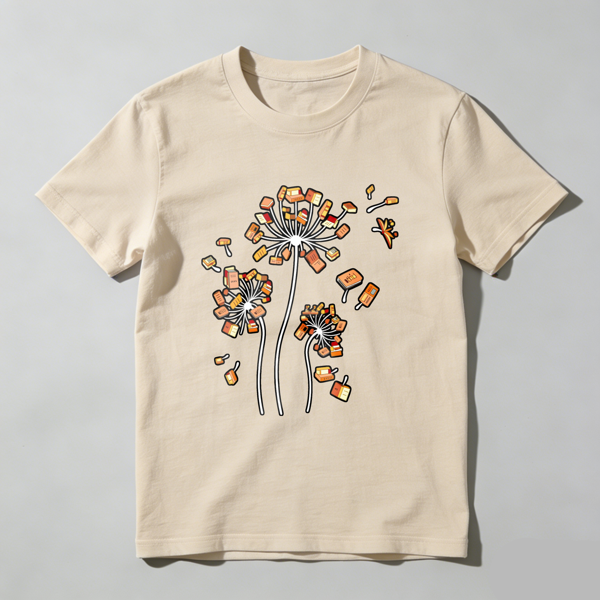 Wardrobecart Dandelion Seeds With Book And Sneaker Tshirt