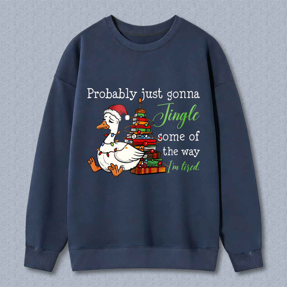 Wardrobecart Duck With Christmas Tree And Presents Jingle I'm Tired Unisex Classic Sweatshirt