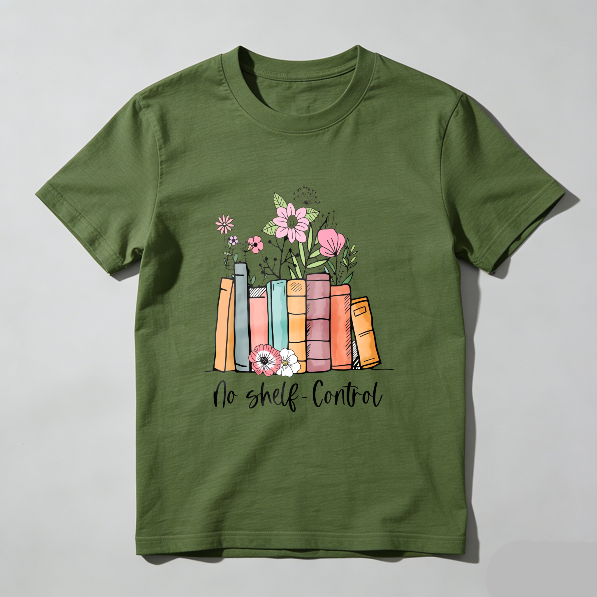 Wardrobecart Book Stack With Flowers And Text No Shelf Control Unisex Classic T-shirt