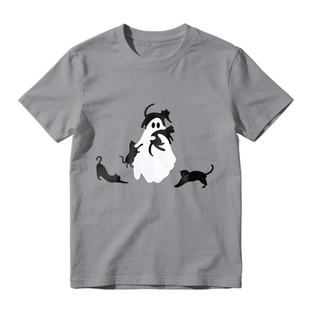 Cute Ghost Surrounded By Cats Halloween Unisex Classic T-shirt