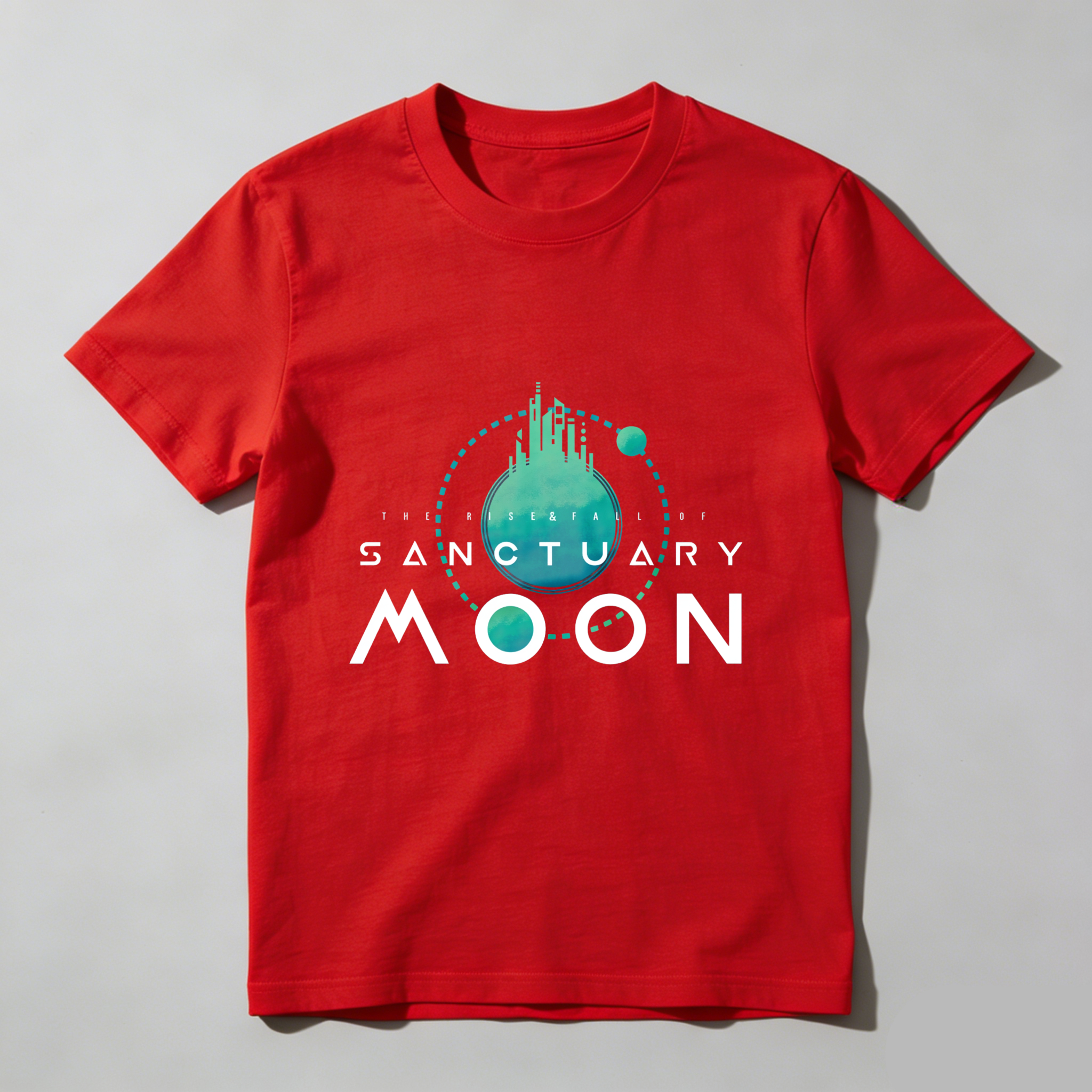 Wardrobecart Sanctuary Moon Planet Design With Cityscape tshirt