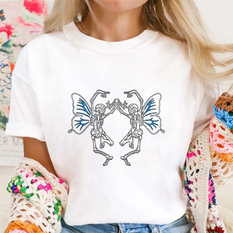 Skeleton Butterfly Wing Symmetrical Gothic Art T-shirt