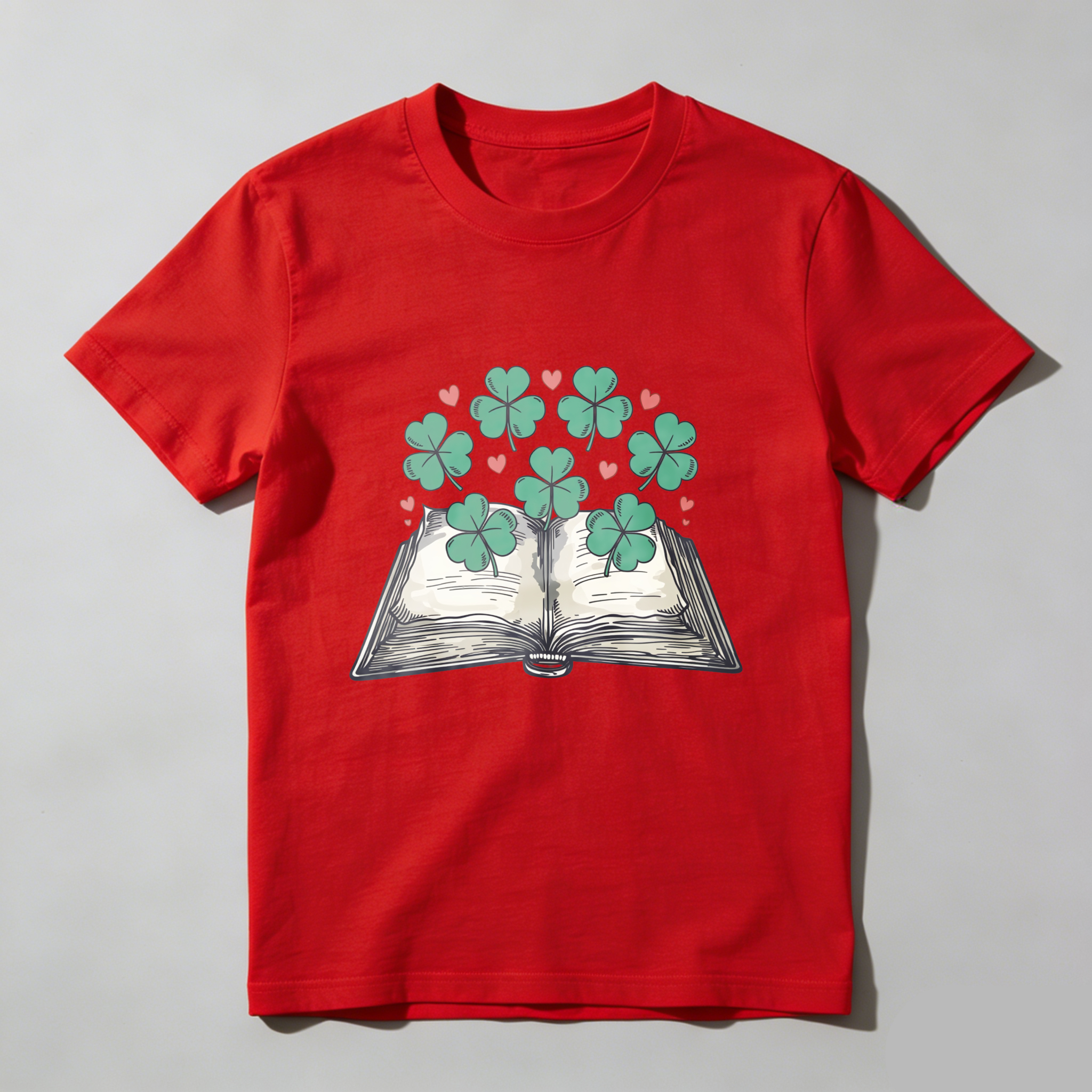 Wardrobecart Open Book With Clover And Hearts tshirt