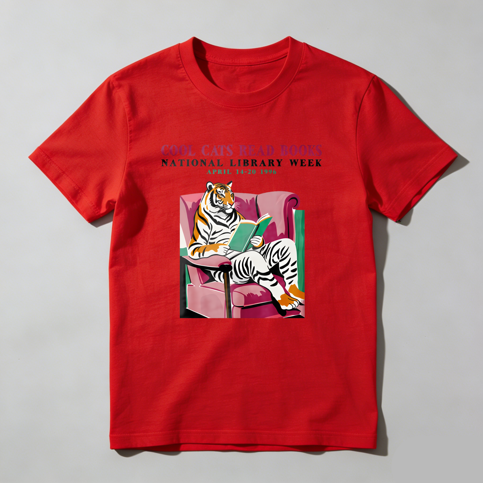Wardrobecart Tiger Reading Book In Armchair Tshirt