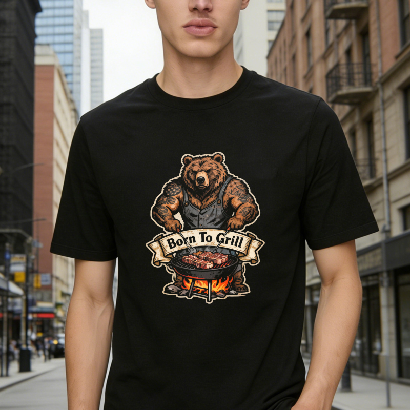 Born To Grill Bear Barbecue Unisex Classic T-shirt