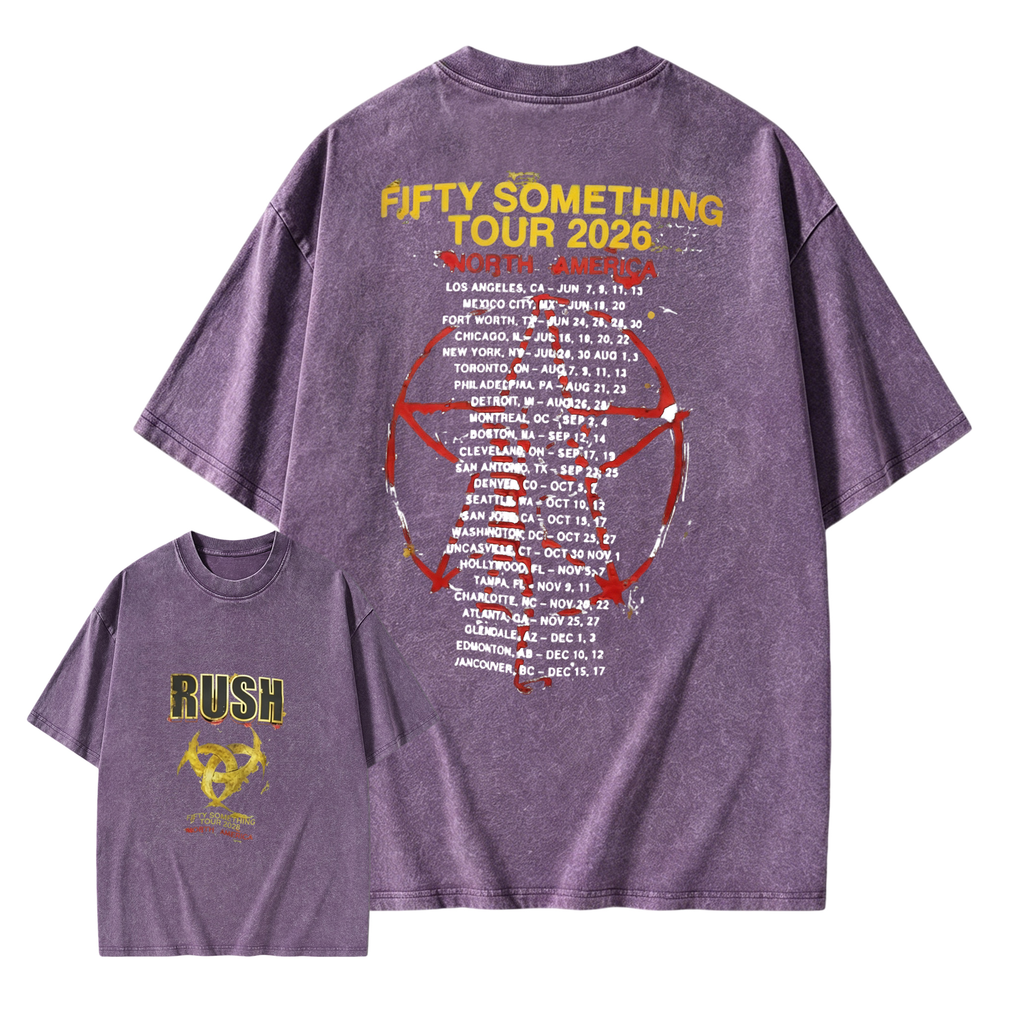 Rush Fifty Something Tour 2026 North America Official Concert Poster Washed T-Shirt