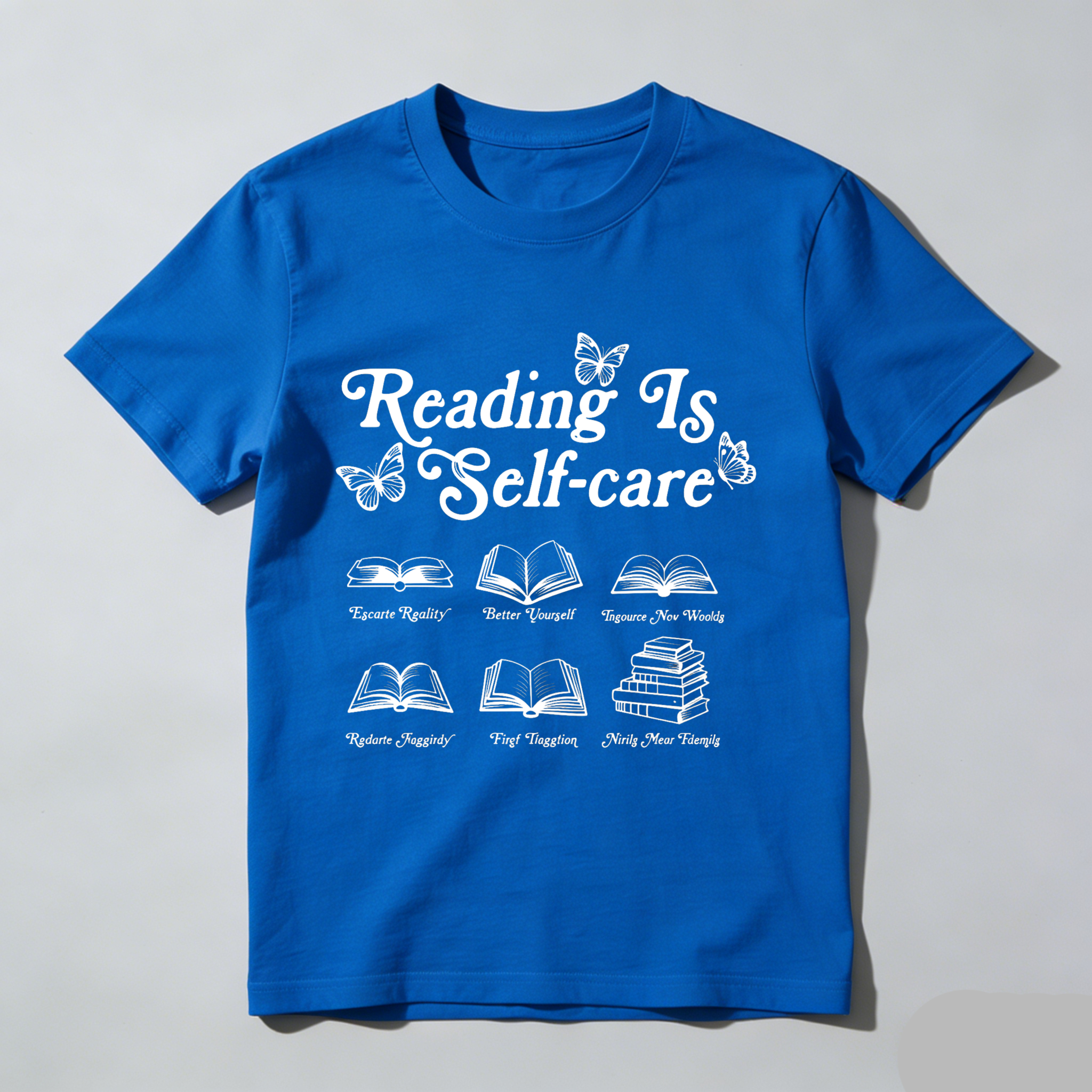 Wardrobecart Reading Is Self Care With Books And Butterflies Tshirt