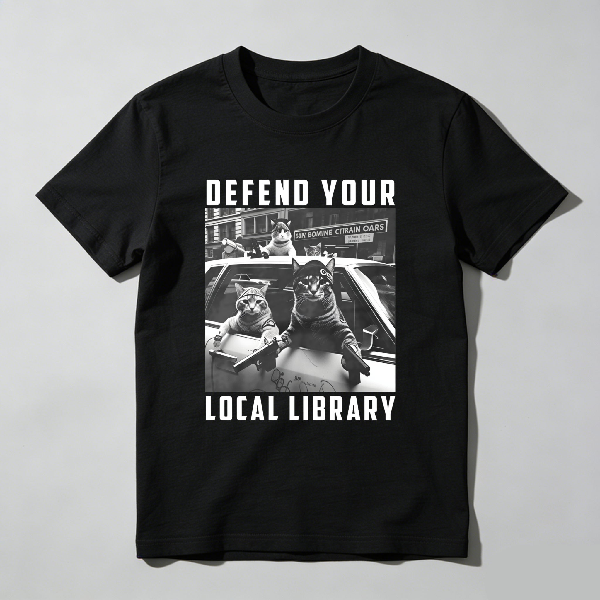 Wardrobecart Defend Your Local Library Cats With Guns Tshirt