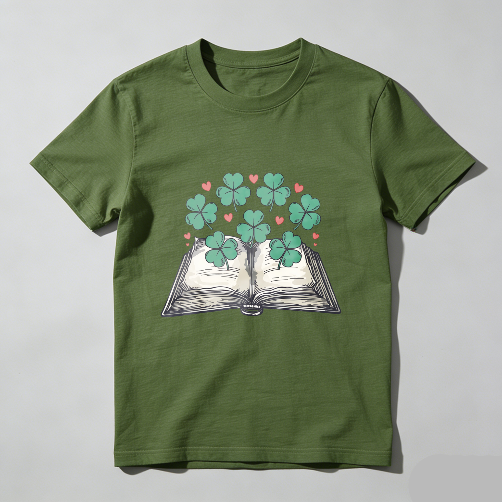 Wardrobecart Open Book With Clover And Hearts tshirt