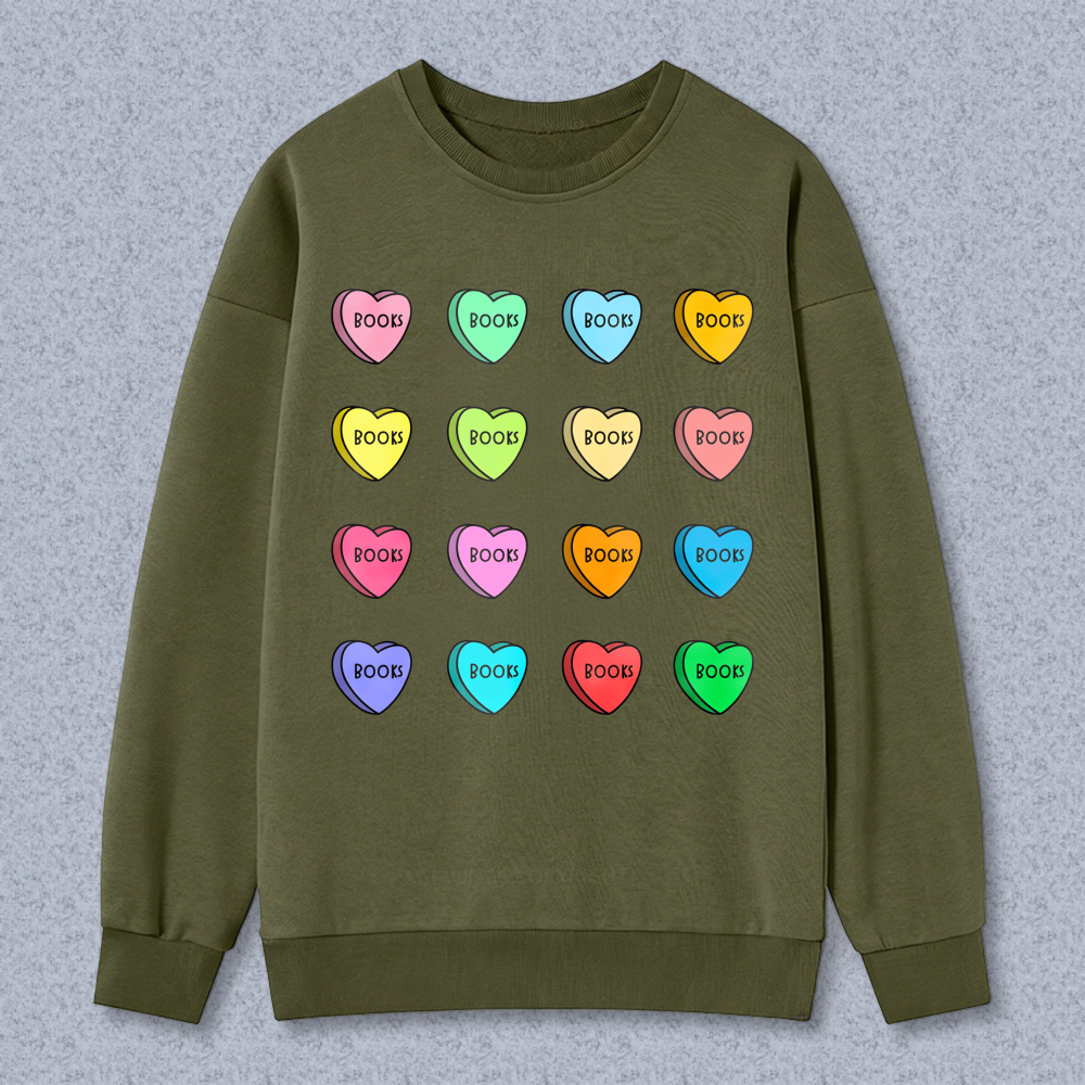 Wardrobecart Candy Heart Book Pattern Unisex Classic Sweatshirt