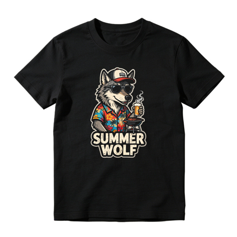 Summer Wolf Cartoon Graphic Unisex Classic T-shirt