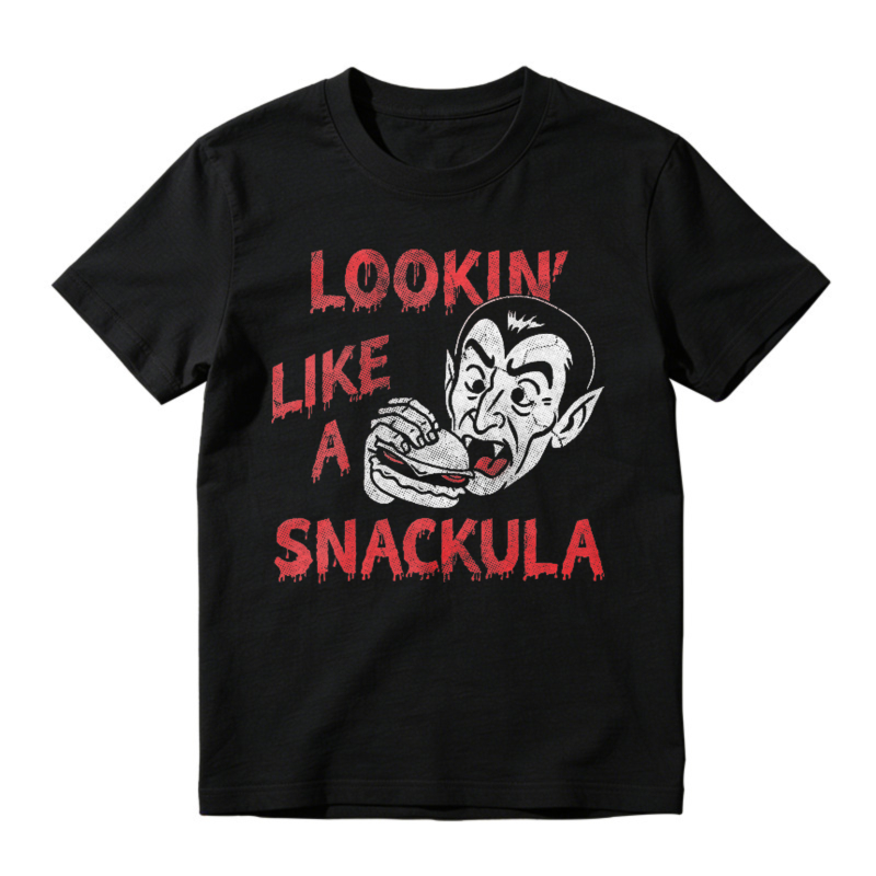 Lookin Like A Snackula Vampire Eating Sandwich Funny Halloween Graphic T-shirt