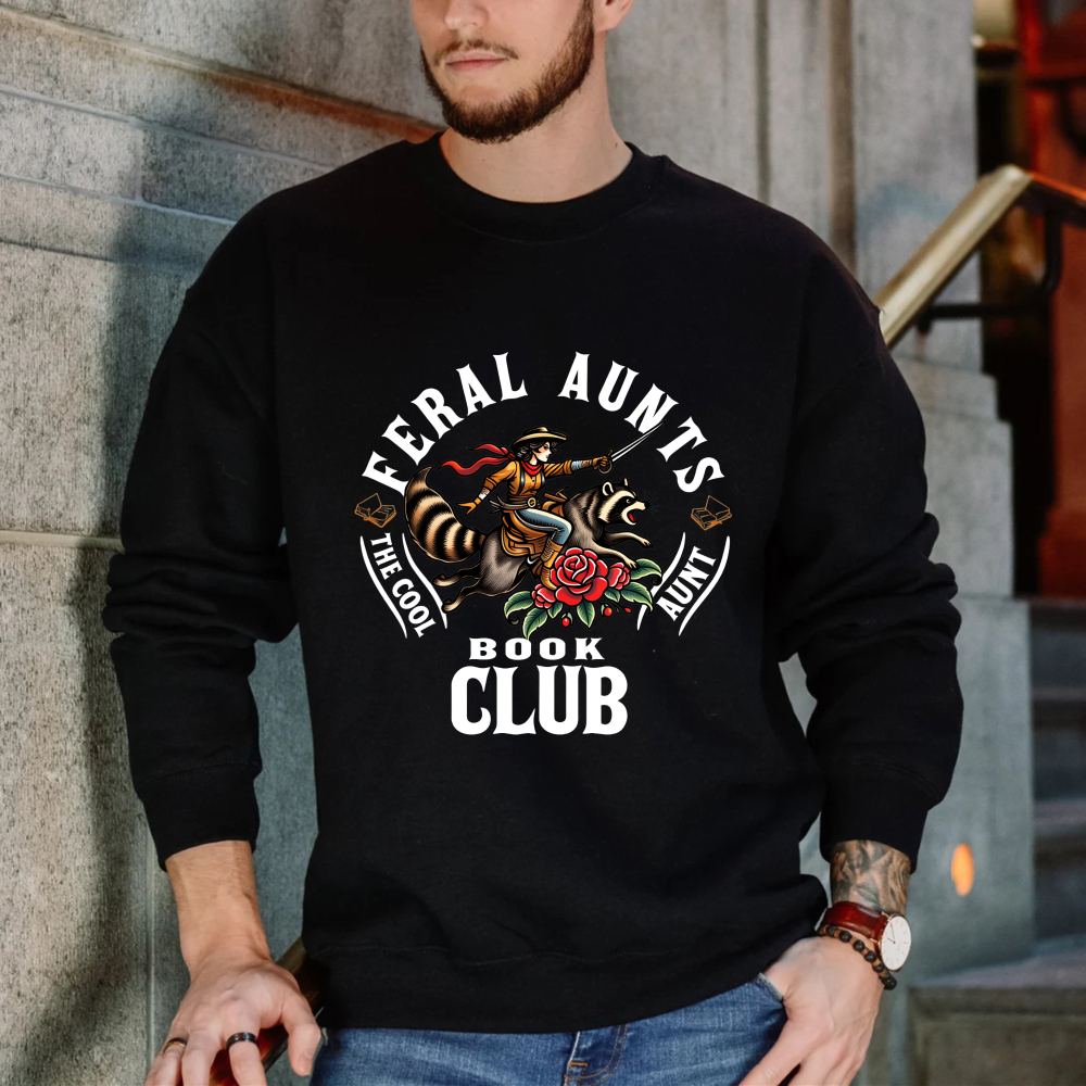 Wardrobecart Feral Aunts The Cool Aunt Book Club Tiger Rose Design Unisex Classic Sweatshirt