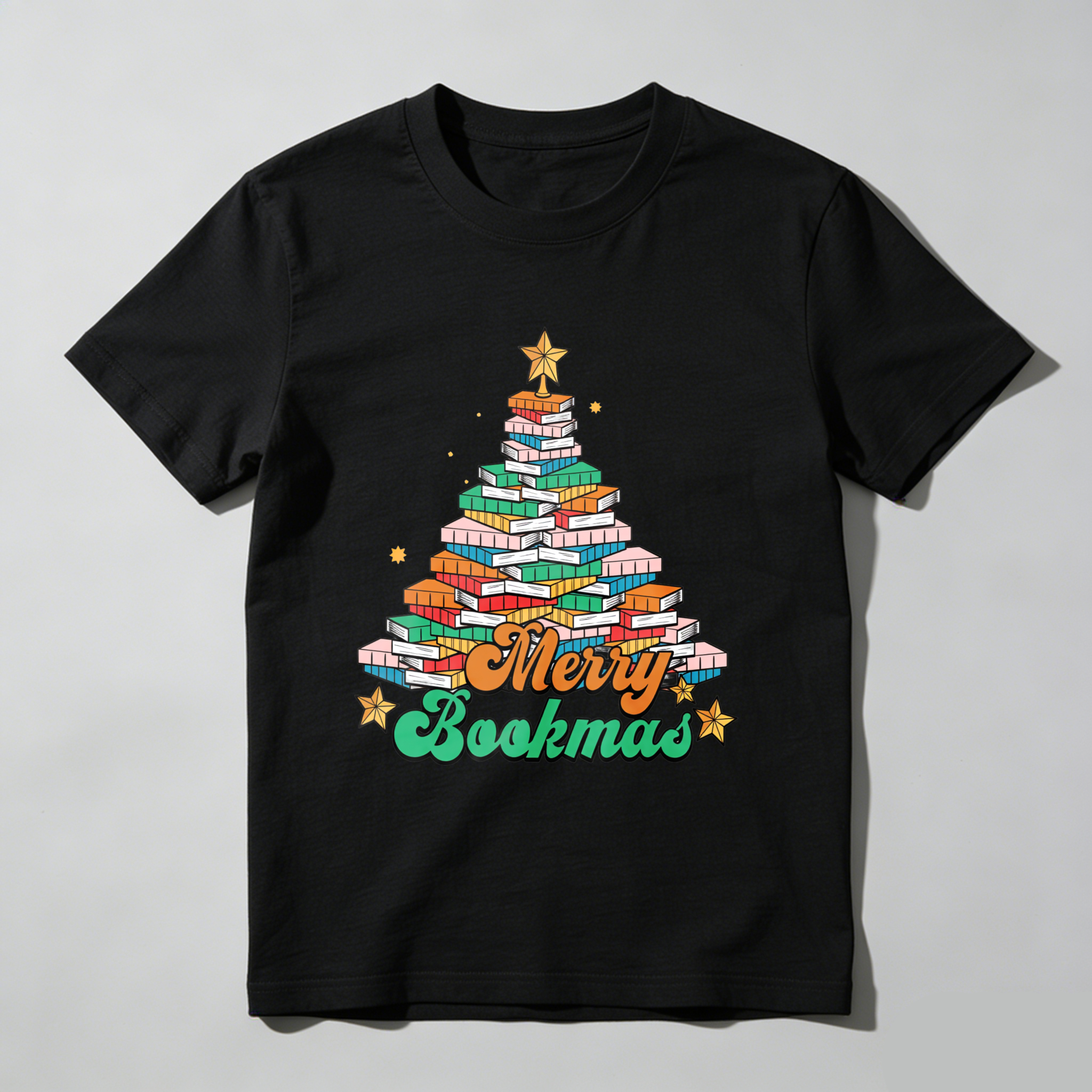 Wardrobecart Merry Bookmas Tree Made Of Books Tshirt