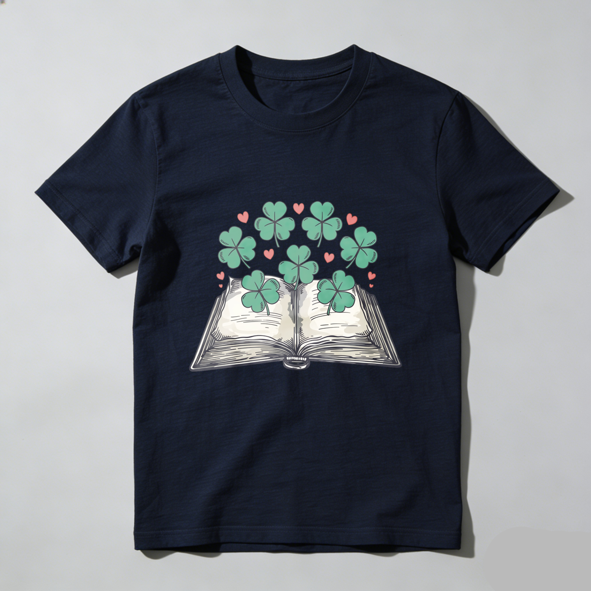 Wardrobecart Open Book With Clover And Hearts tshirt