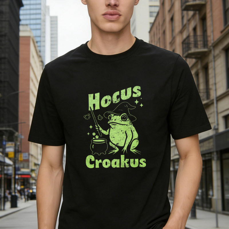 Hocus Croakus Funny Witch Frog Halloween Graphic T-shirt