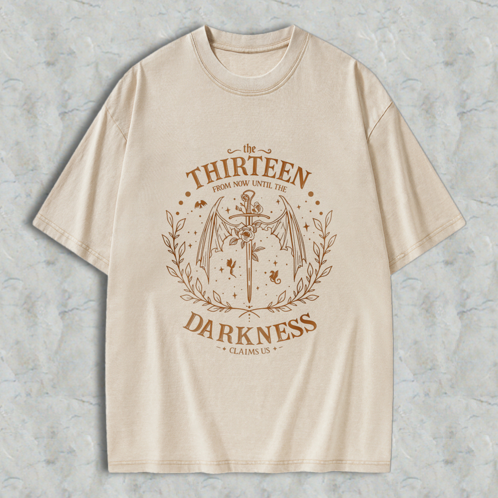 Wardrobecart Thirteen Darkness Symbol With Wings And Crown Unisex Washed T-shirt