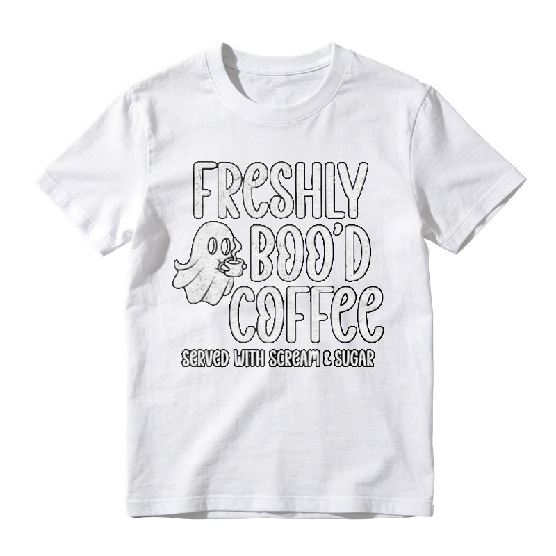 Freshly Bood Coffee Ghost Halloween Funny Quote Served With Scream And Sugar T-shirt