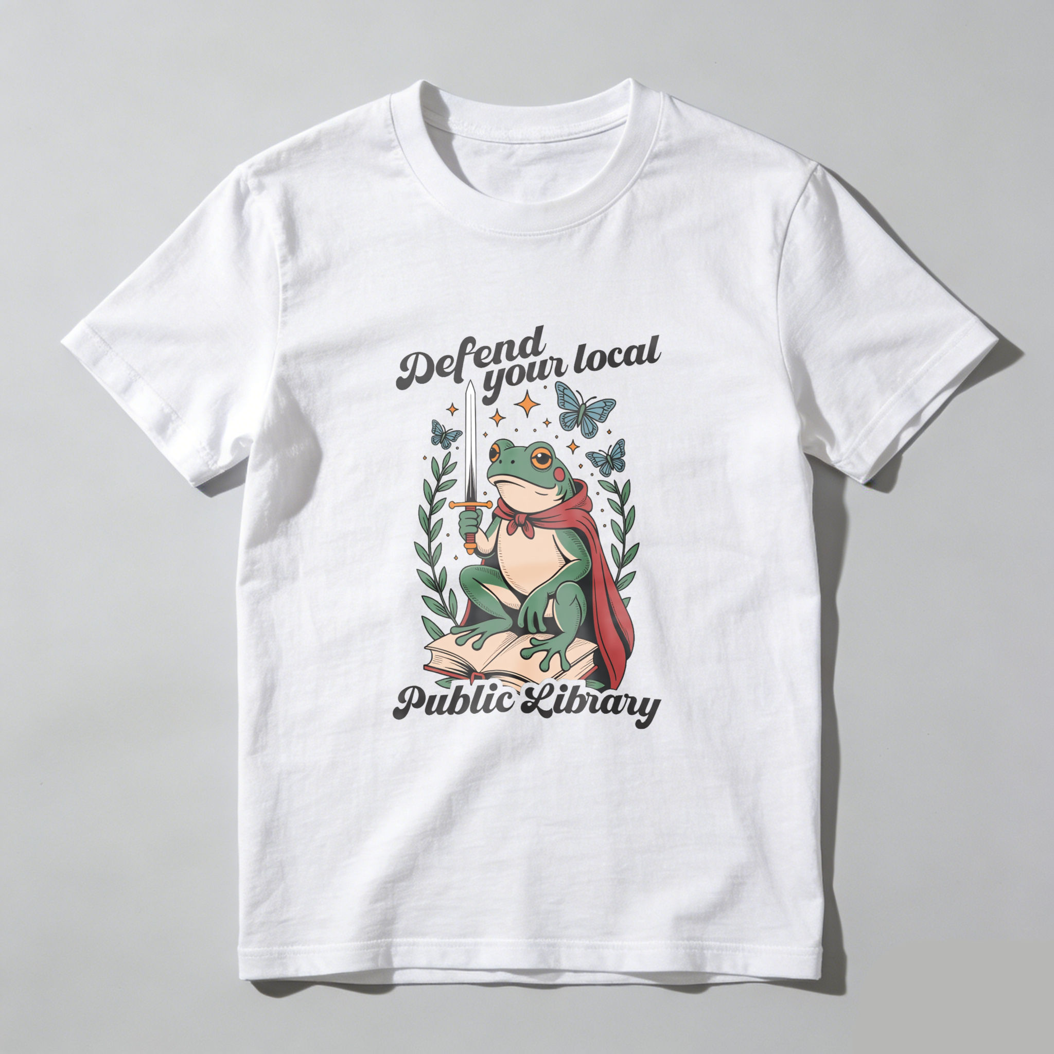 Wardrobecart Frog Knight Sword Book Library Defense Tshirt