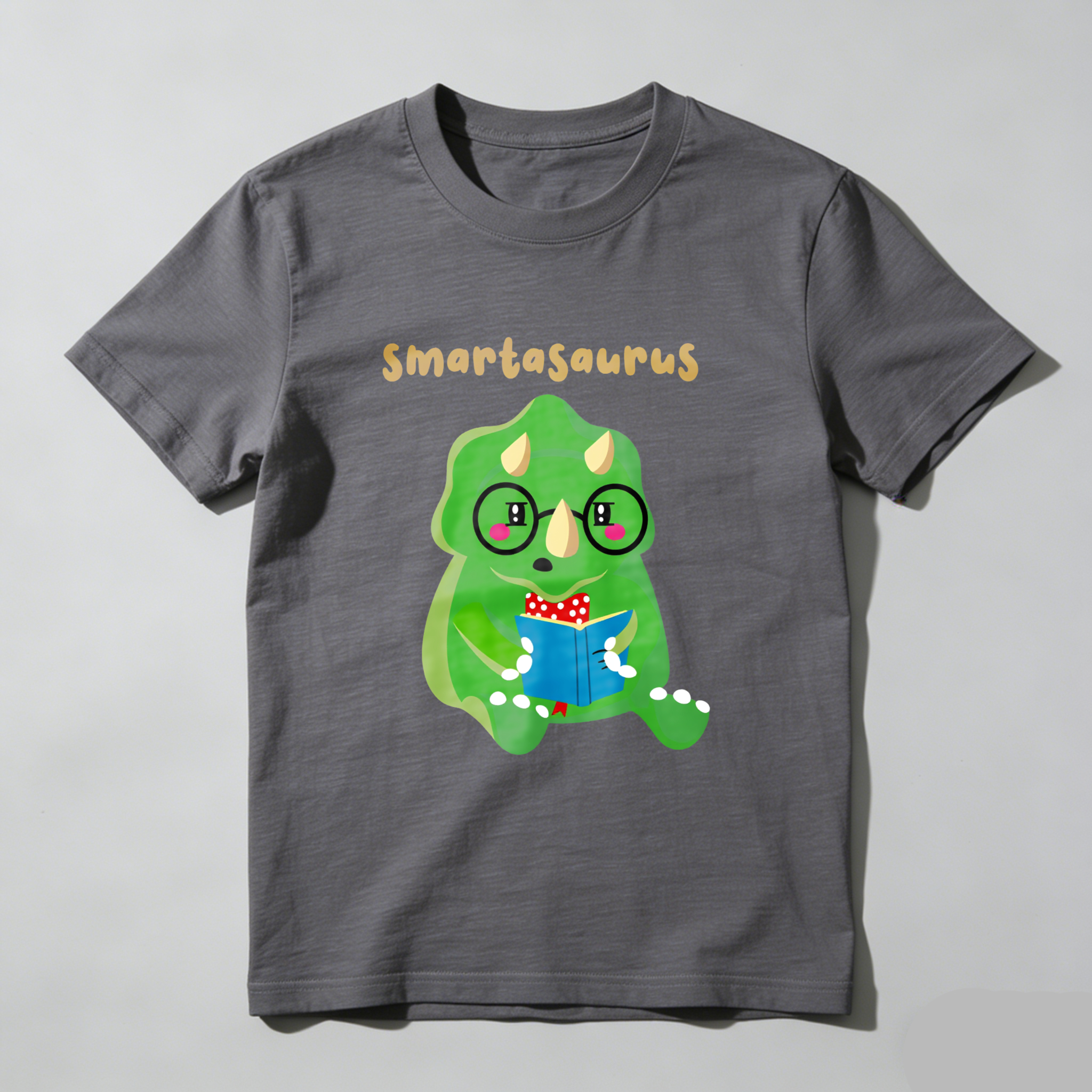 Wardrobecart Smartasaurus Dinosaur Reading Book With Glasses Tshirt