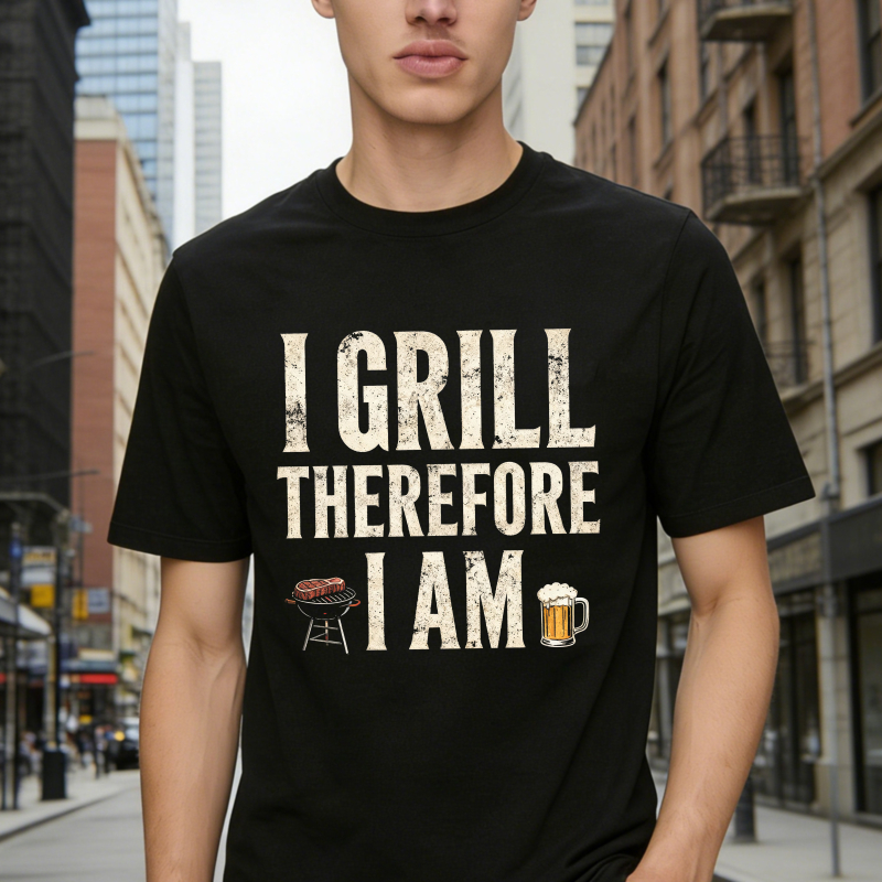 I Grill Therefore I Am BBQ Grill And Beer Graphic Unisex Classic T-shirt