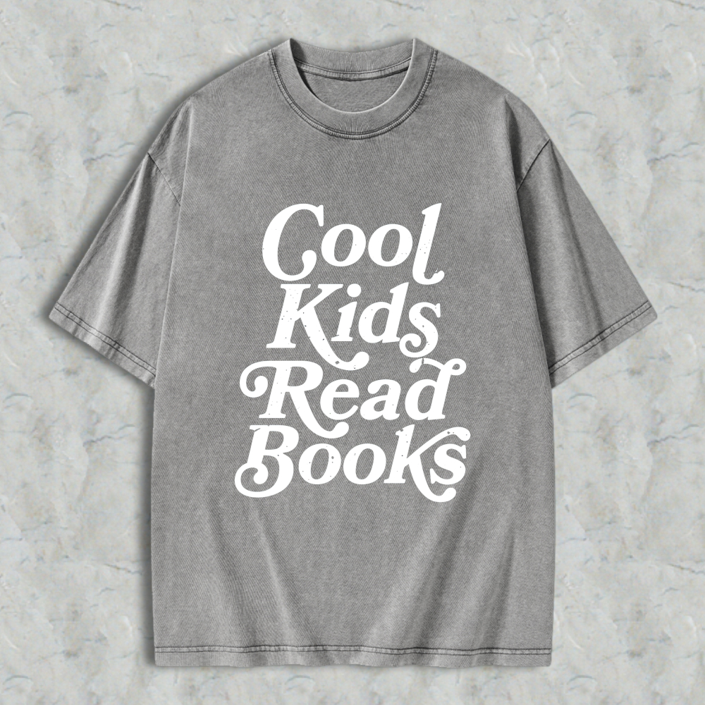 Wardrobecart Cool Kids Read Books Unisex Washed T-shirt