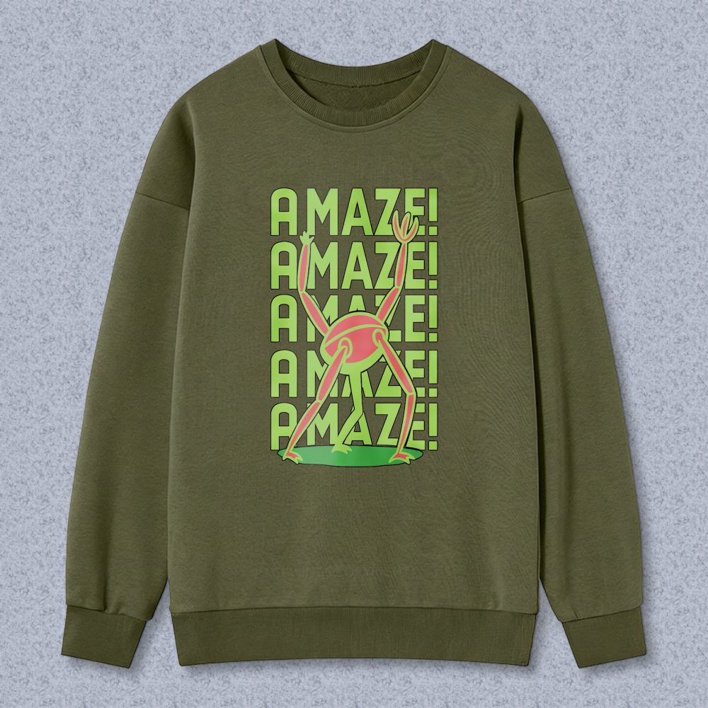 Wardrobecart Amaze Text And Frog Pattern Unisex Classic Sweatshirt