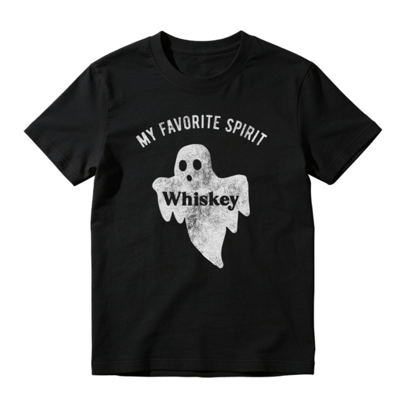 My Favorite Spirit Whiskey Ghost Halloween Funny Graphic T-shirt