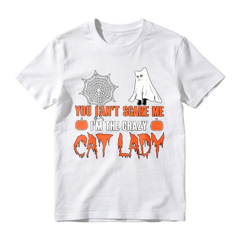 You Cant Scare Me Im The Crazy Cat Lady Halloween Ghost Spider Web Unisex Classic T-shirt