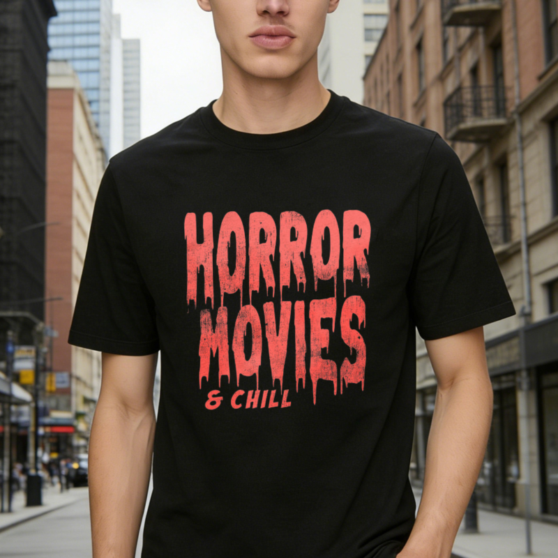 Horror Movies And Chill Funny Halloween Graphic T-shirt