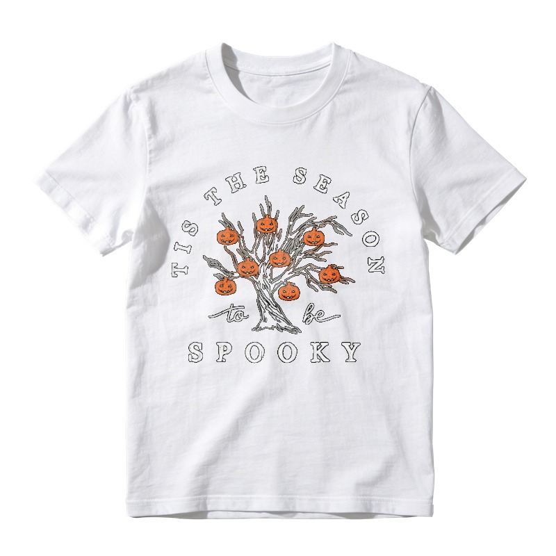 Tis The Season To Be Spooky Halloween Pumpkin Tree Graphic T-shirt