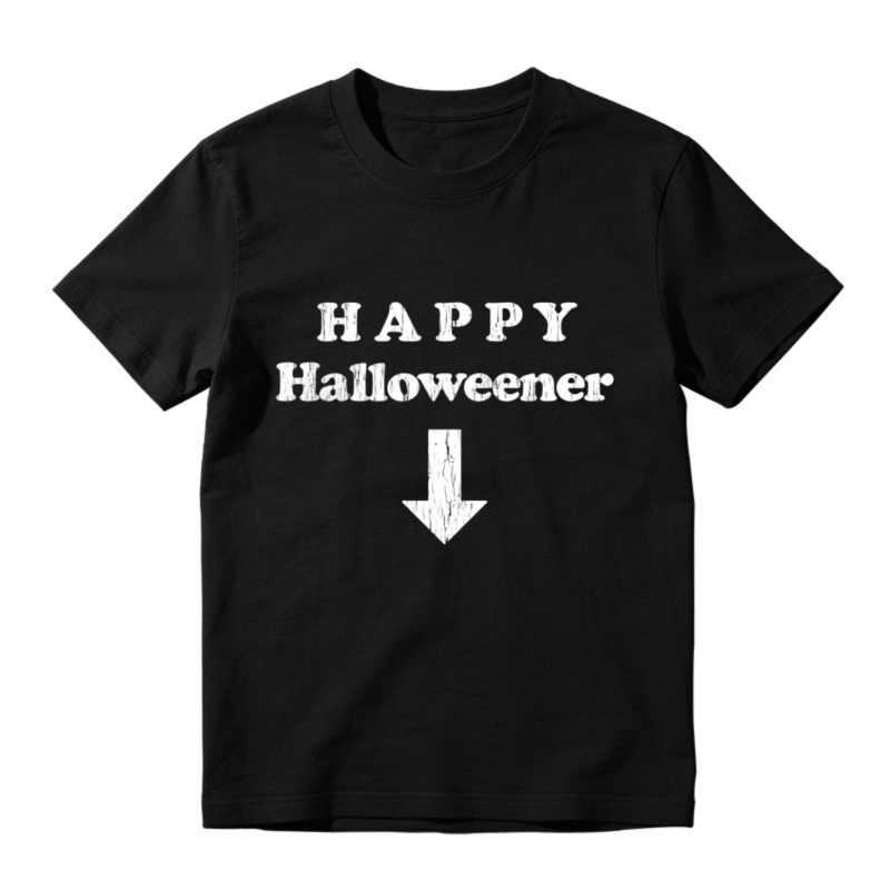 Happy Halloweener With Down Arrow Graphic Funny Halloween Party T-shirt
