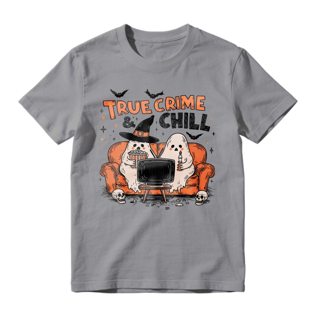 True Crime And Chill Halloween Ghosts Watching Tv Unisex Classic T-shirt