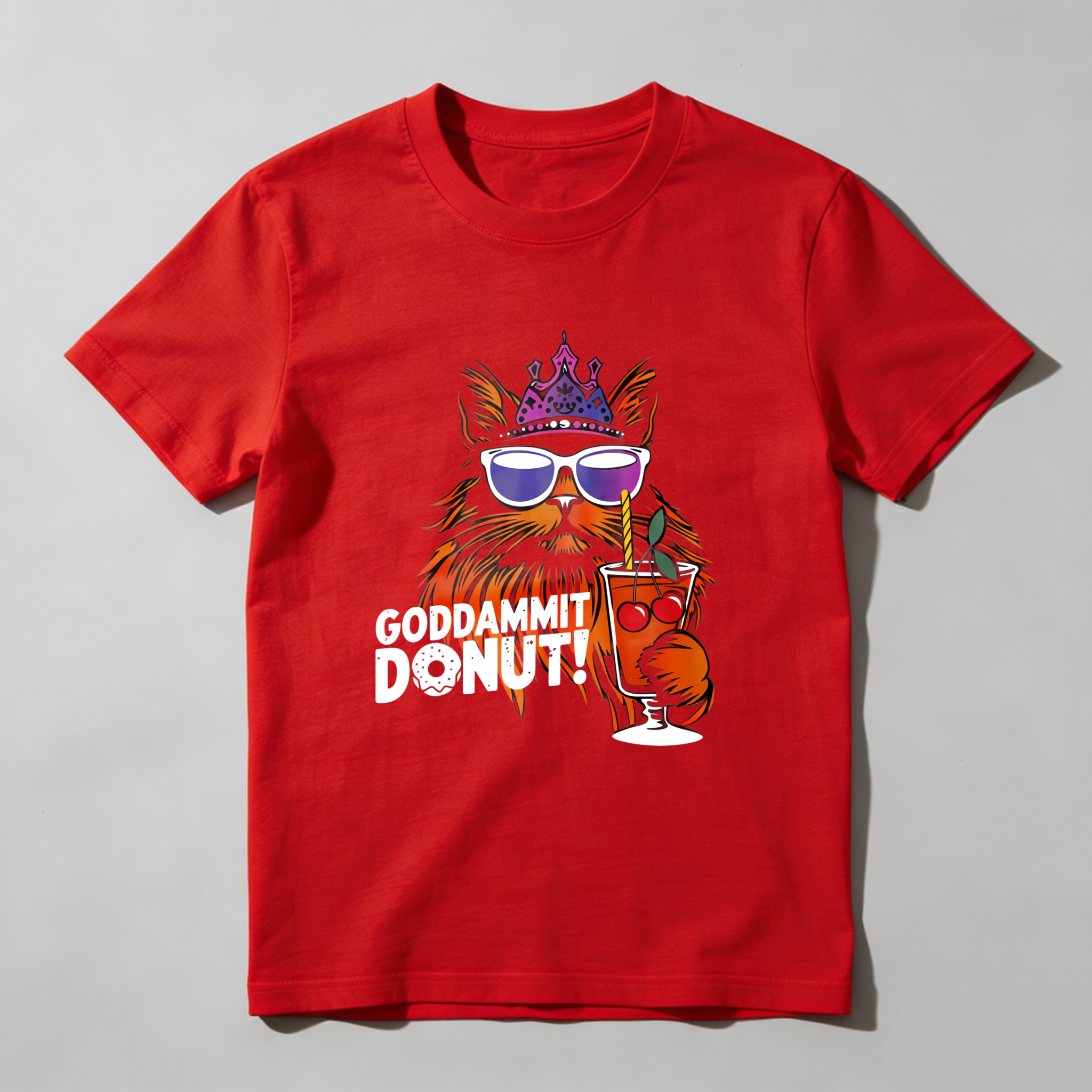 Wardrobecart Cat With Crown Sunglasses And Cocktail Tshirt