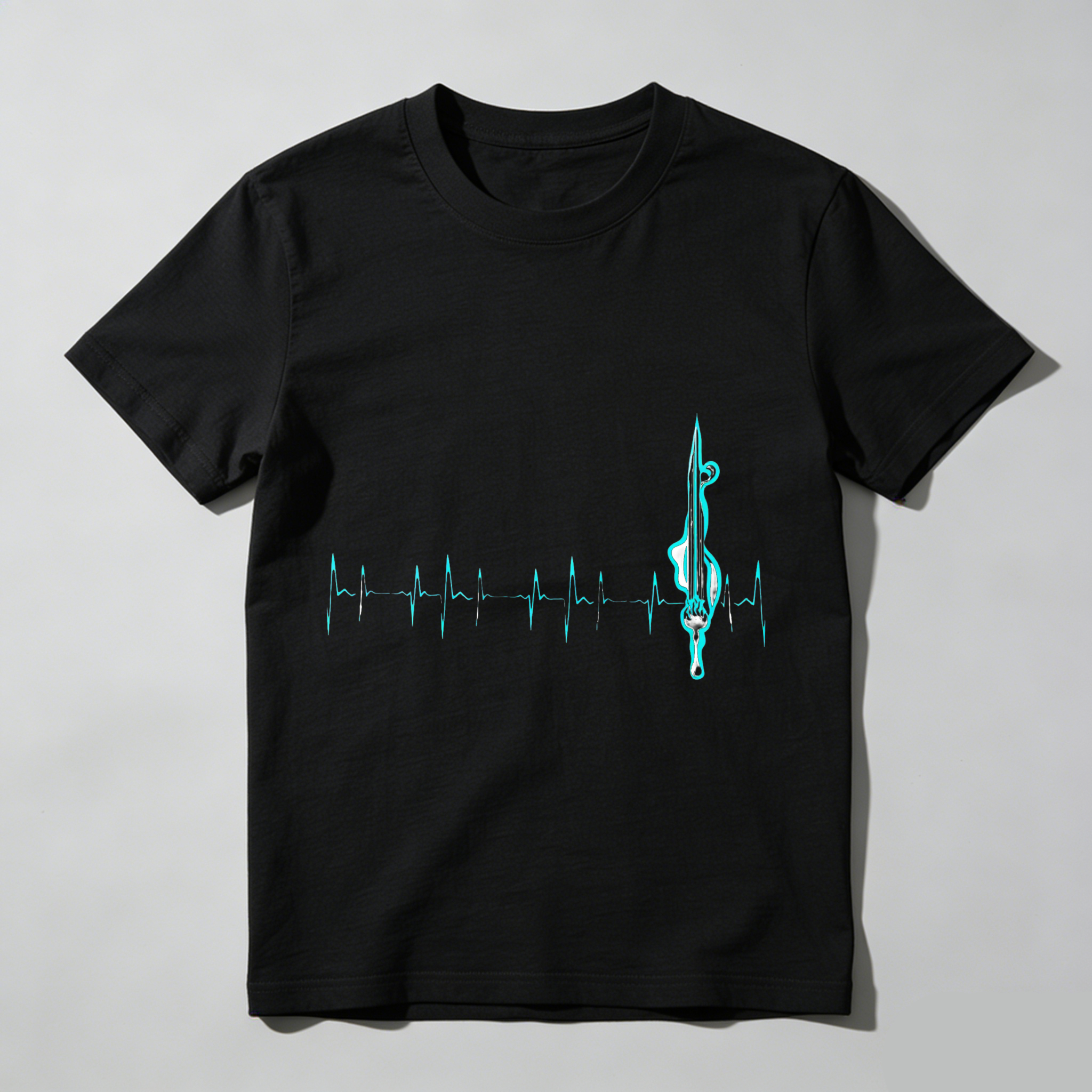 Wardrobecart Heartbeat With Violin Note Pattern Tshirt
