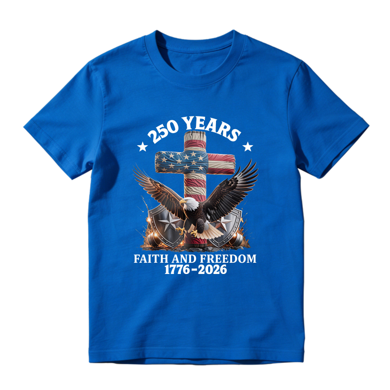 American Flag Cross Eagle Faith And Freedom 250 Years 1776 2026 Unisex Classic T-shirt