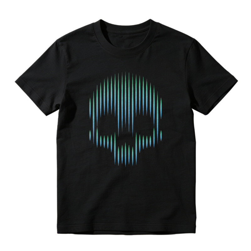 Abstract Vertical Line Skull Graphic T-shirt