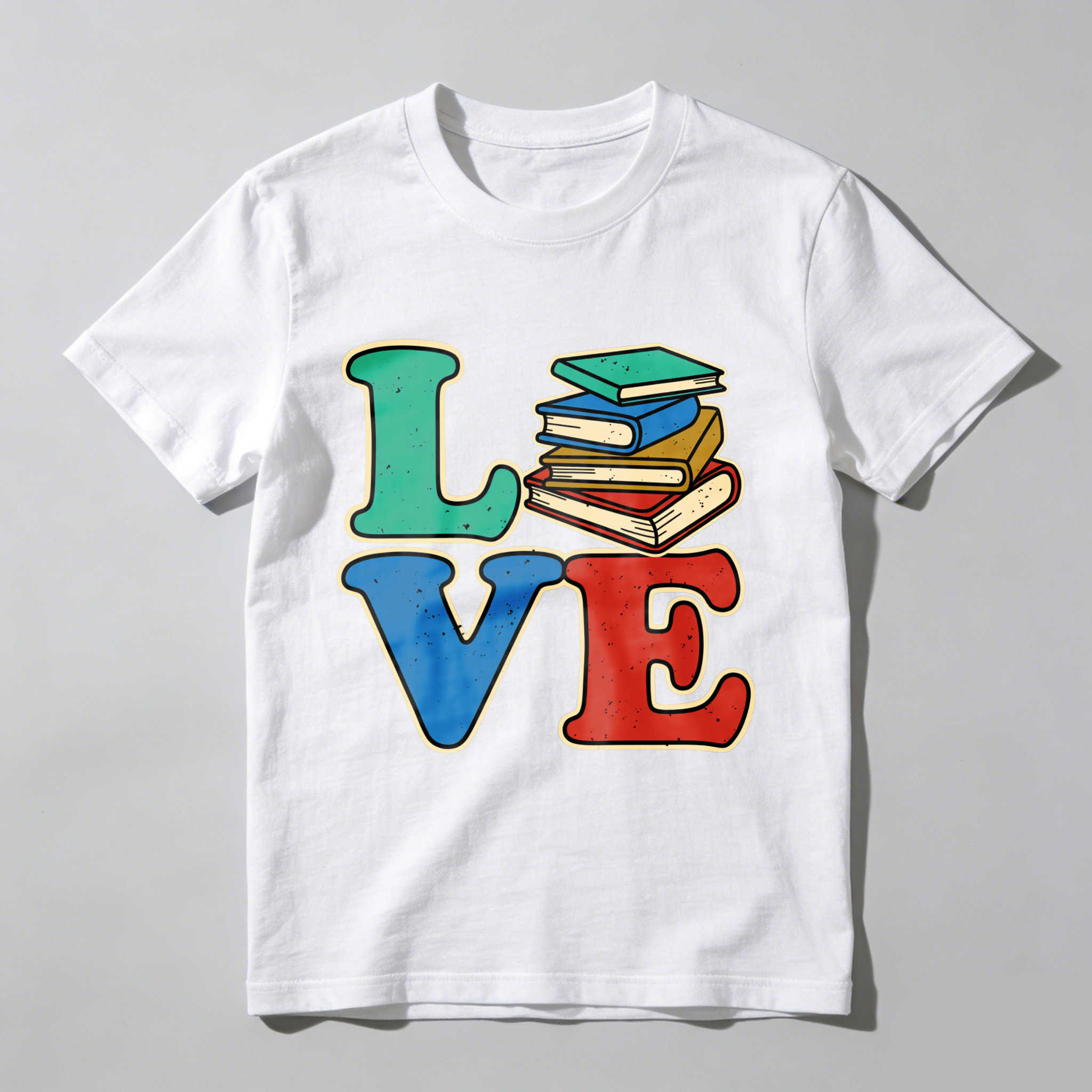 Wardrobecart Love Books Stack Design Print Tshirt