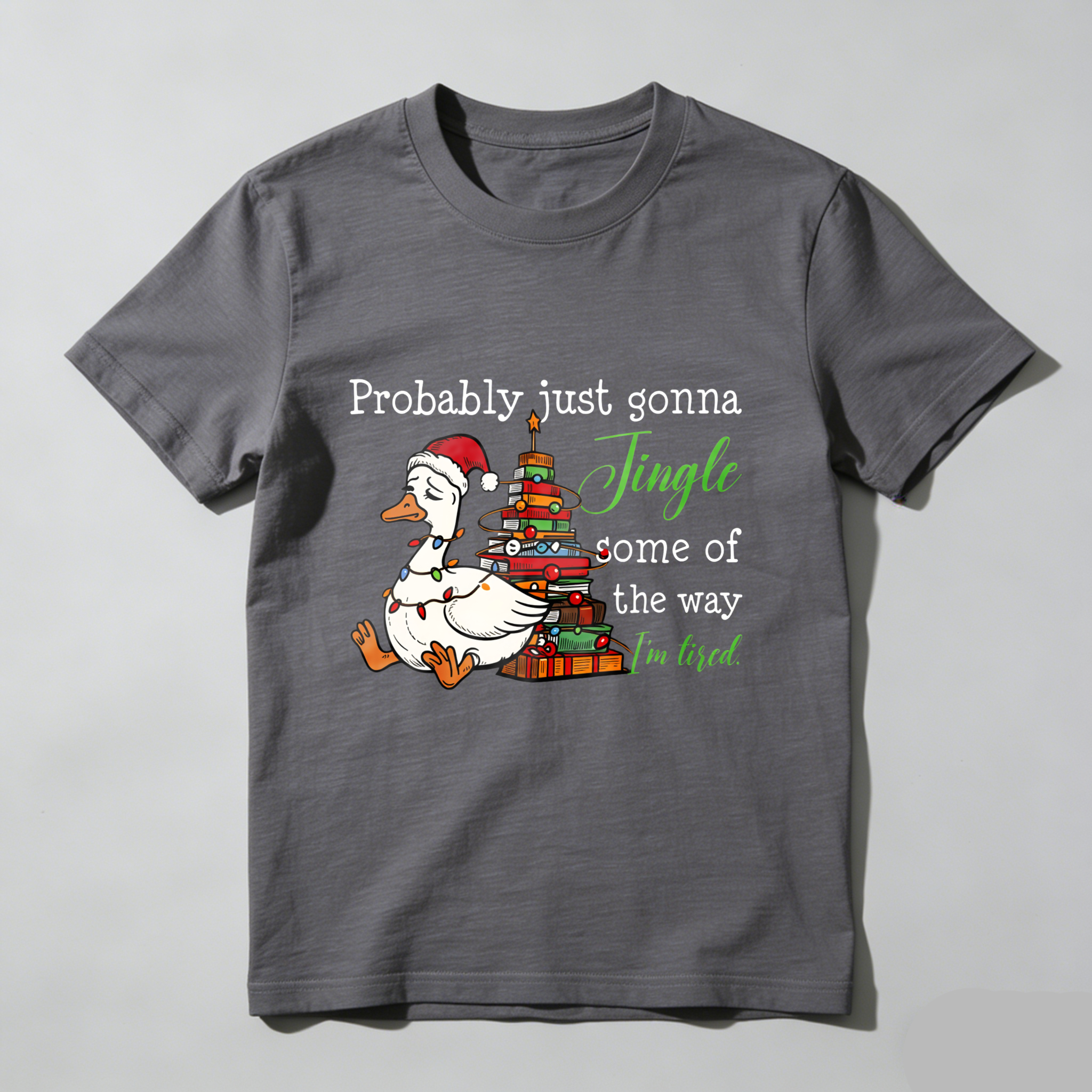 Wardrobecart Duck Wearing Santa Hat Near Christmas Tree Tshirt