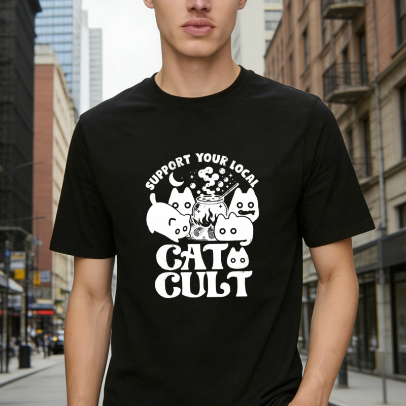 Support Your Local Cat Cult Funny Cat Lover Graphic T-shirt