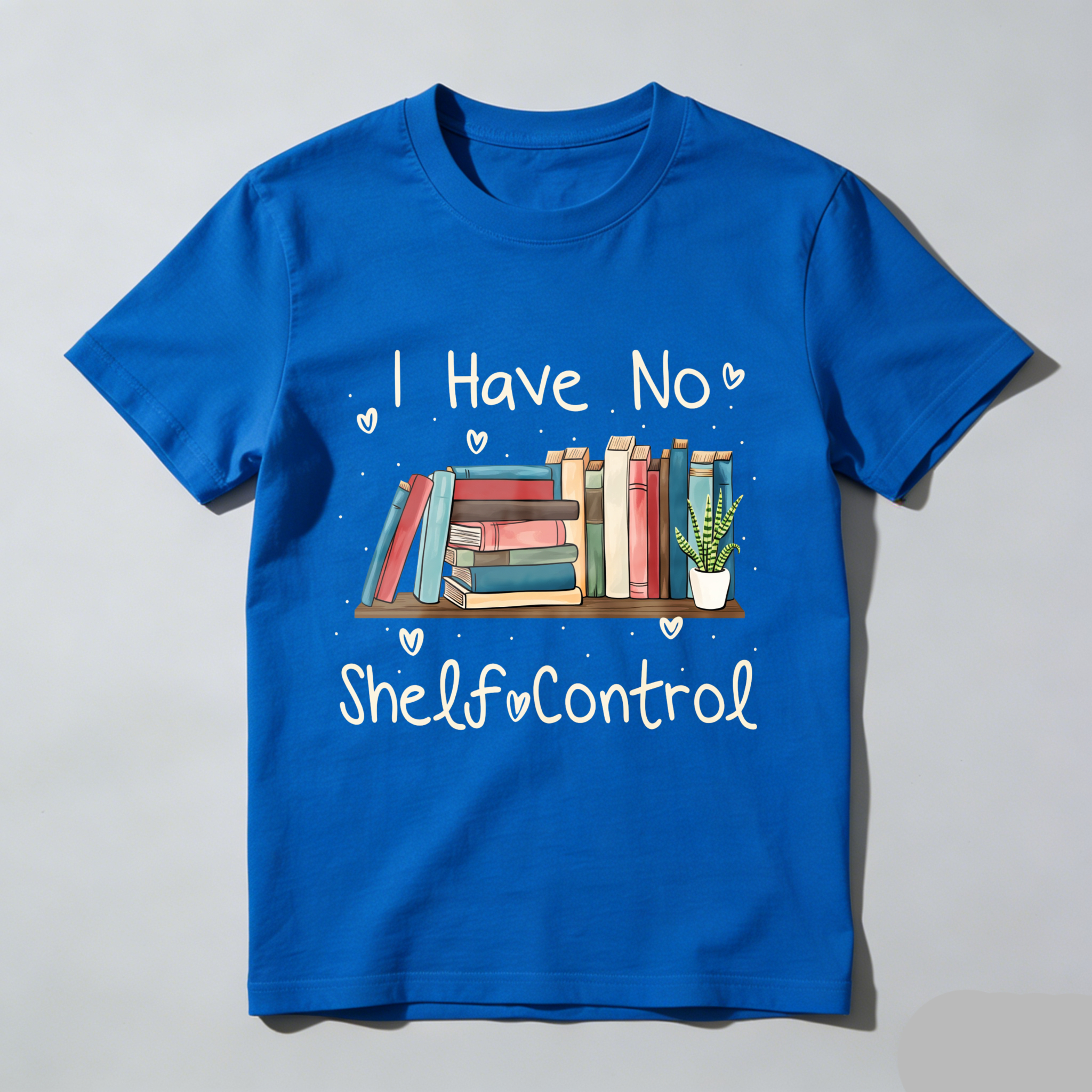 Wardrobecart Book Stack And Plant With Text I Have No Shelf Control Unisex Classic T-shirt