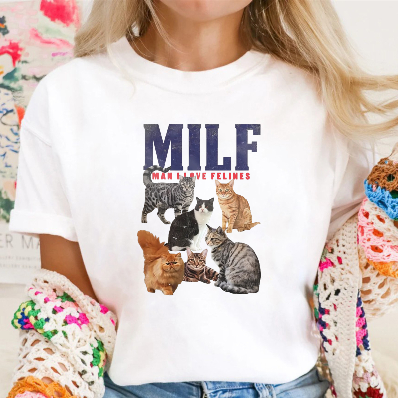 MILF Man I Love Felines Cats Graphic, Unisex Classic T-shirt