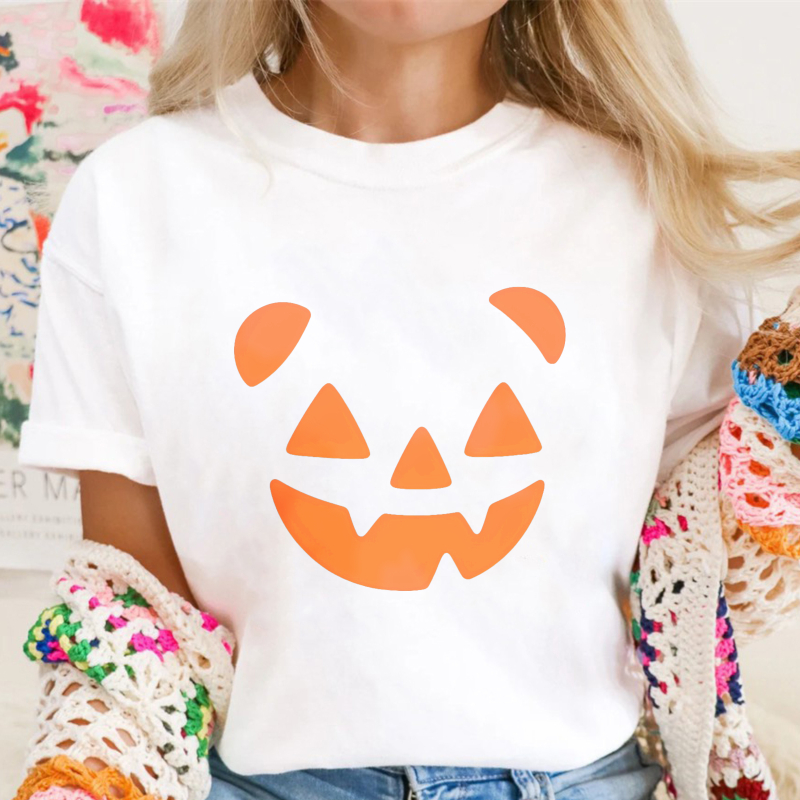 Orange Pumpkin Face Halloween Unisex Classic T-shirt