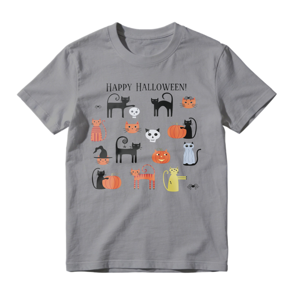 Happy Halloween Cute Cats And Pumpkins Graphic Unisex Classic T-shirt