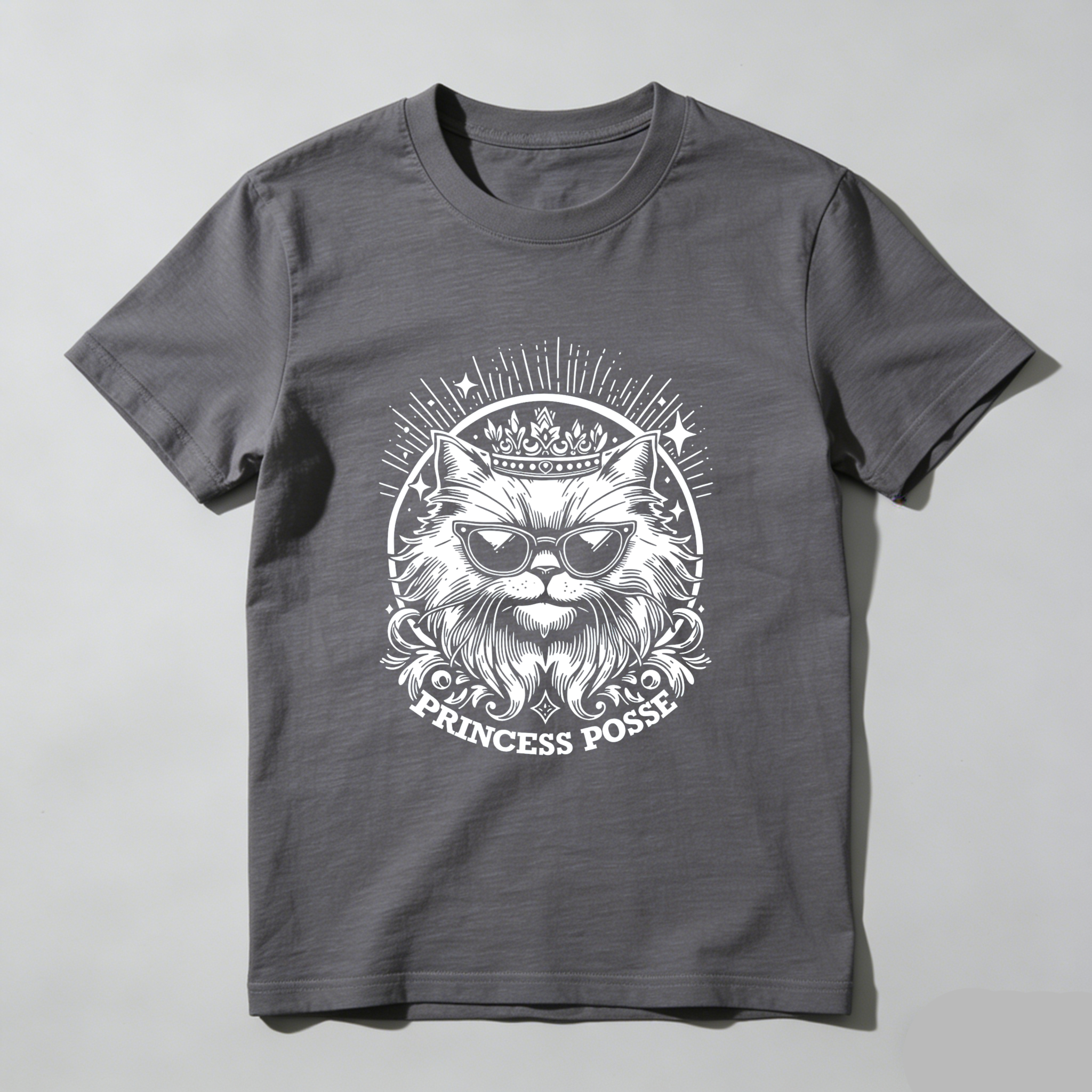 Wardrobecart Cat With Crown And Sunglasses Princess Posse Tshirt