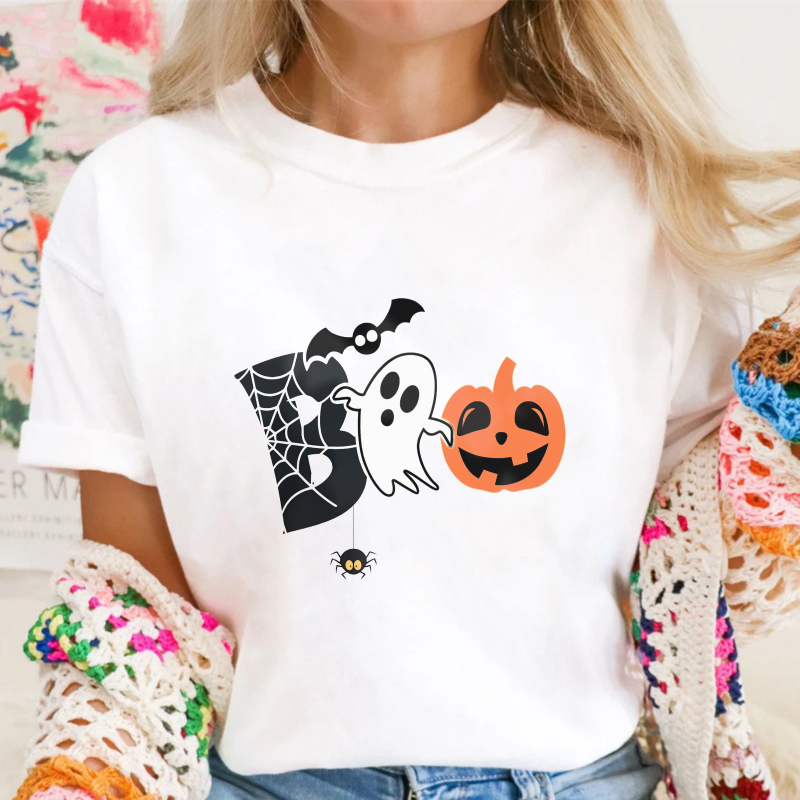 Halloween Ghost Pumpkin Bat Spider Web Unisex Classic T-shirt
