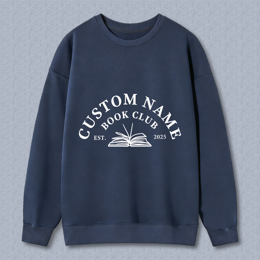 Wardrobecart Custom Name Book Club Est 2025 With Open Book Design Unisex Classic Sweatshirt