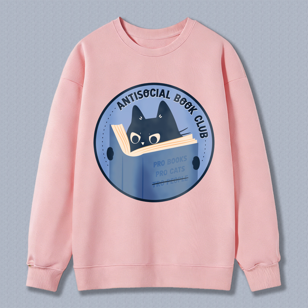 Wardrobecart Antisocial Book Club Cat Reading Book Pro Books Pro Cats Unisex Classic Sweatshirt