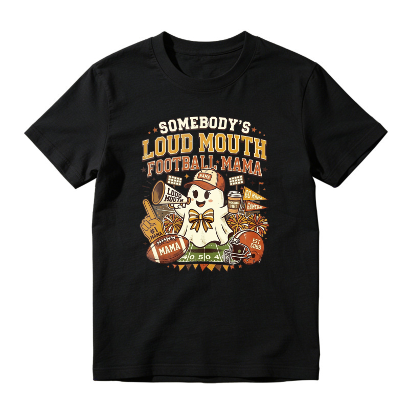 Somebody's Loud Mouth Football Mama Ghost Cheerleader Design, Unisex Classic T-shirt